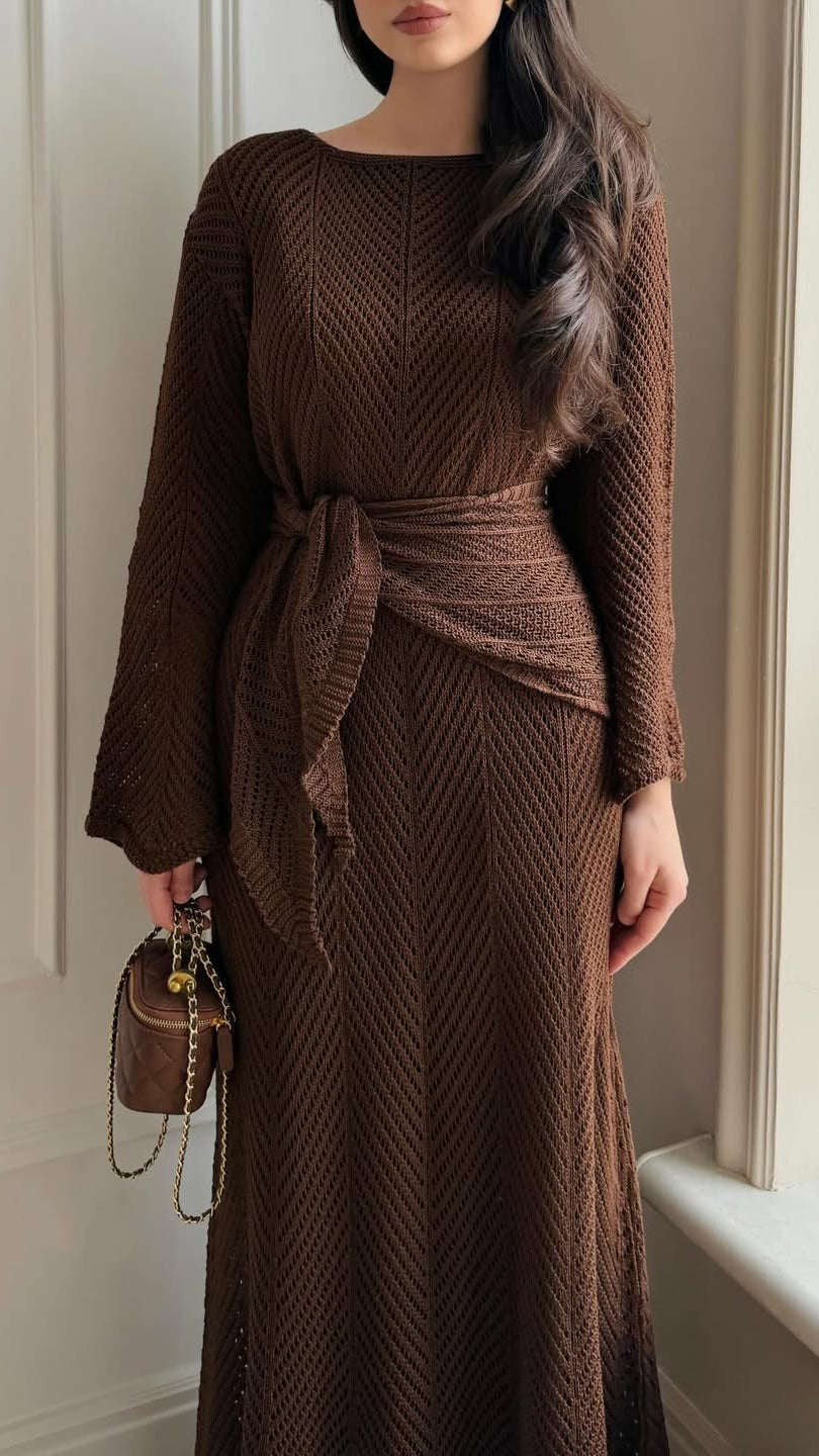 Strickkleid aus Baumwolle mit Unterkleid