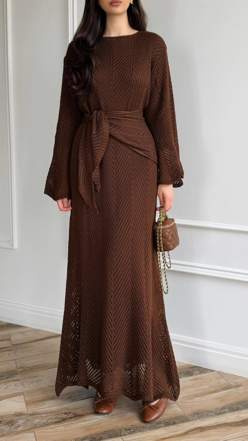 Strickkleid aus Baumwolle mit Unterkleid