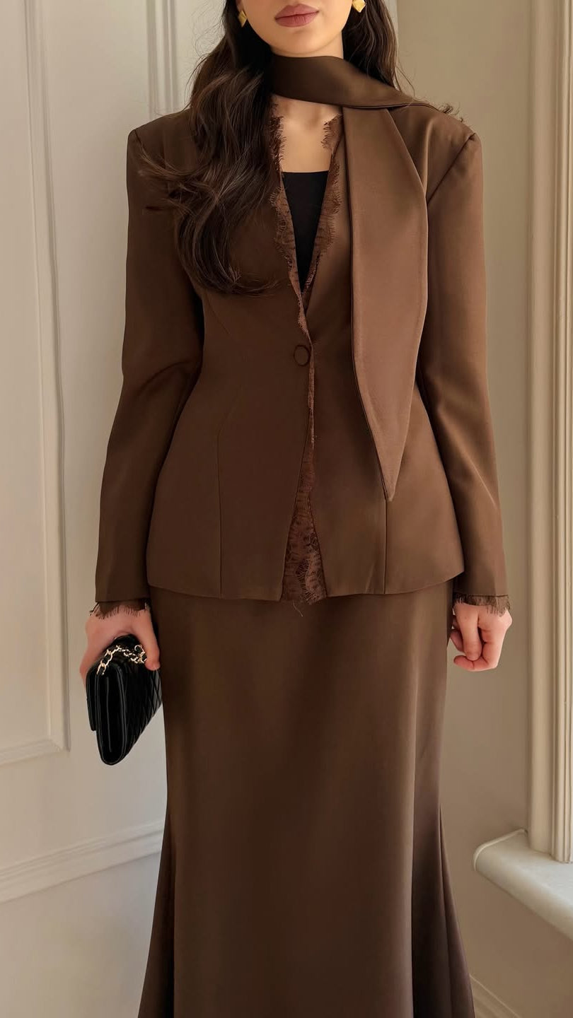 2-Teiler Set mit Blazer & Maxi-Rock